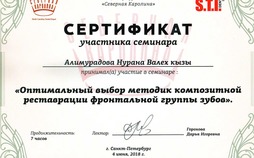 Оптимальный выбор методик реставрации - сертификат об участии в семинаре