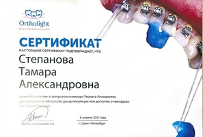 Участник семинара Искусство дизартикуляции стоматолог Степанова