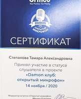 Участие в открытом микрофоне Damon стоматологом Степановой