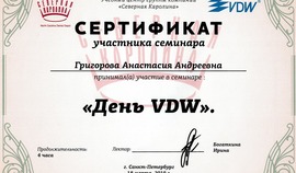 Сертификат дополнительного образования "День VDW"