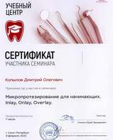 Сертификат участника семинара